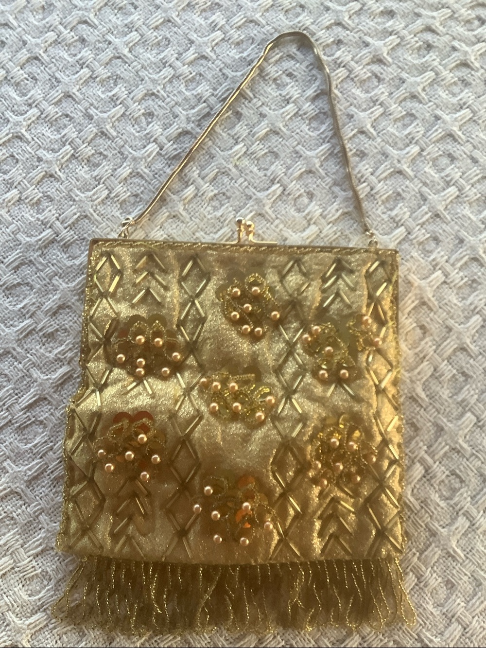 Vintage Beaded Gold Evening Bag